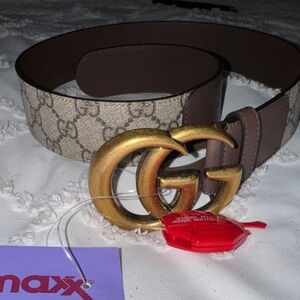 Gucci Brown Leather Belt with Gold Buckle